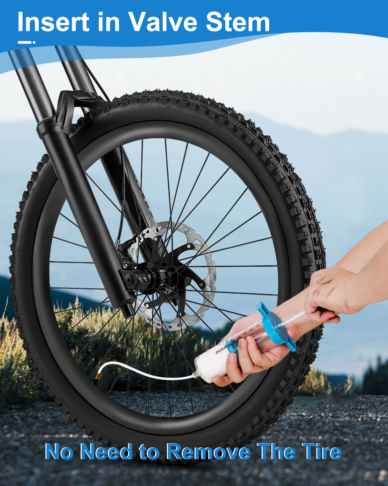 Beanewone Tubeless Sealant Injector, 150ml Tire Sealant Injector for Stans Tubeless Sealant and Other NoTubes Tubeless Tire Sealant, and a Valve Core Remover Tool is Included Gratuitously