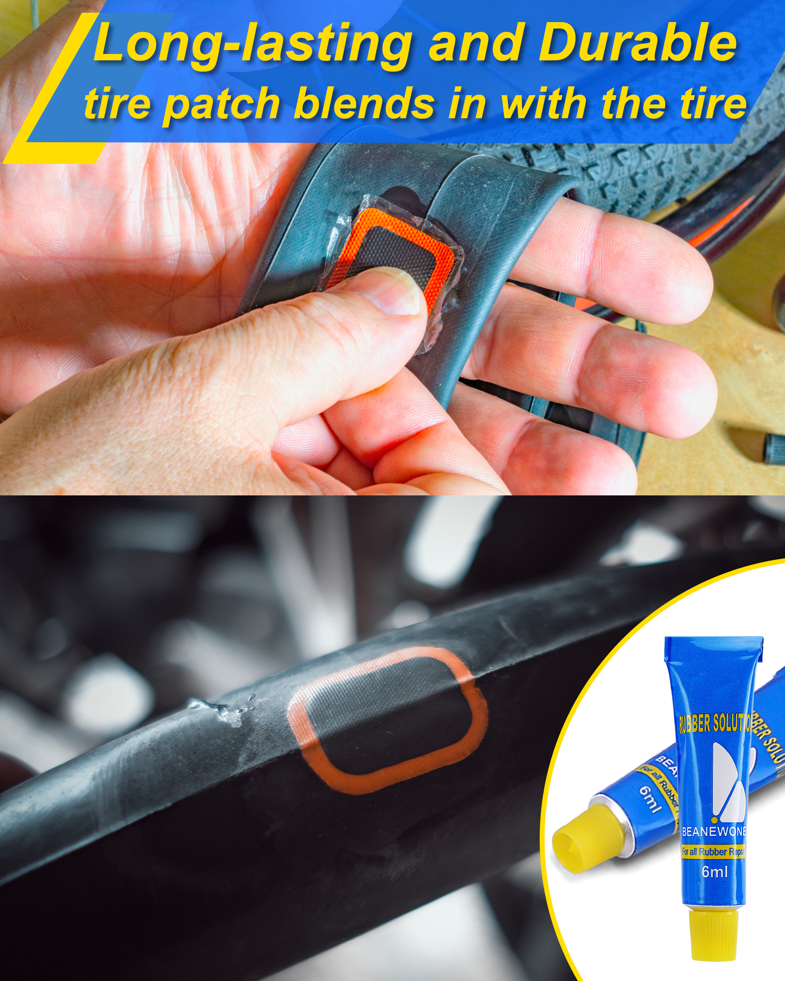 Beanewone Tire Repair Glue, 8 PCS Rubber Cement Tire Glue, High-Strength Vulcanizing Cement for Tire Patches - 6ml Tube (Refills)