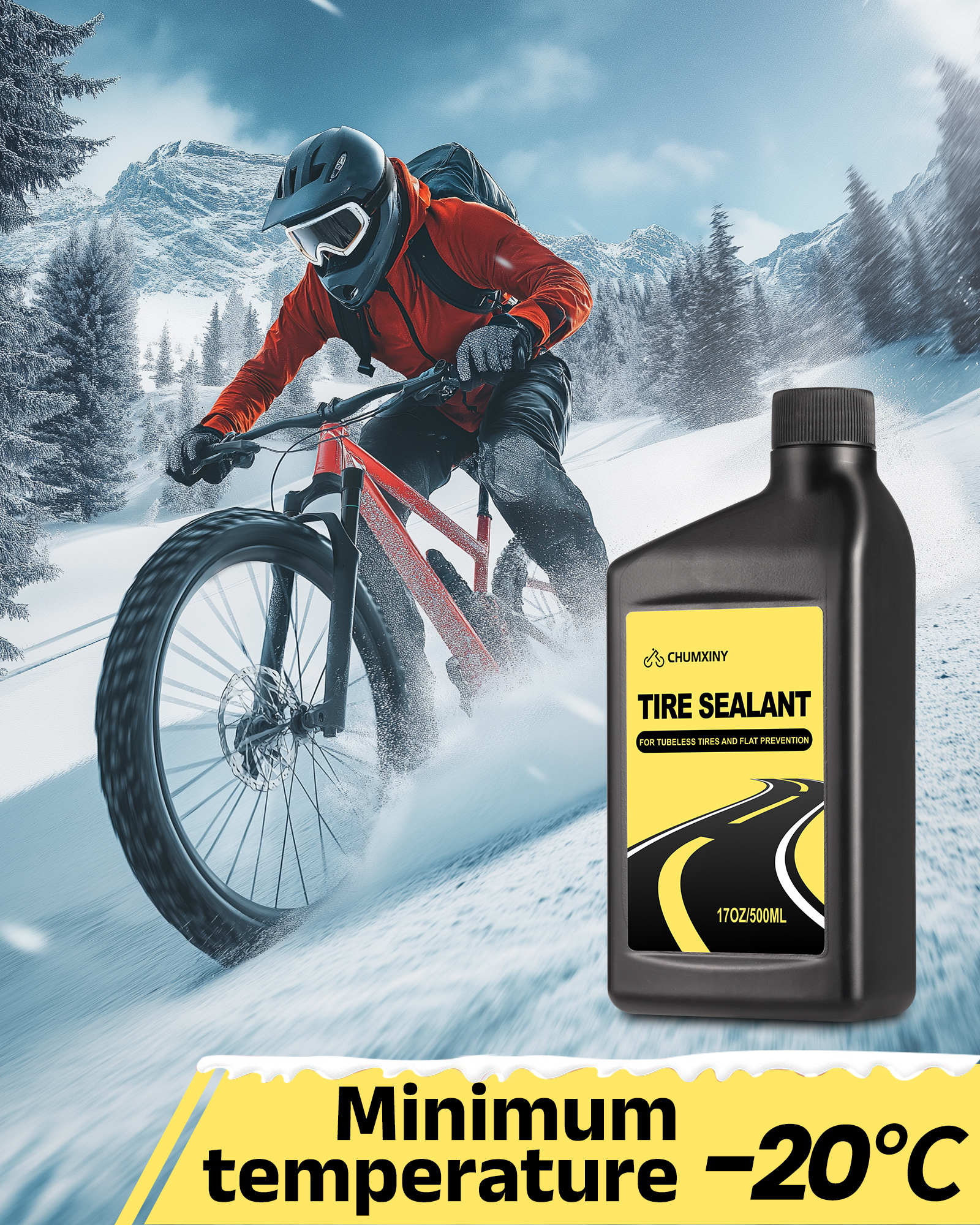 CHUMXINY Tubeless Tire Sealant, Injectable MTB Tire Sealant, Seals Air Holes Up to 6.5 mm, Suitable for Mountain Bike and Road Bike Tires