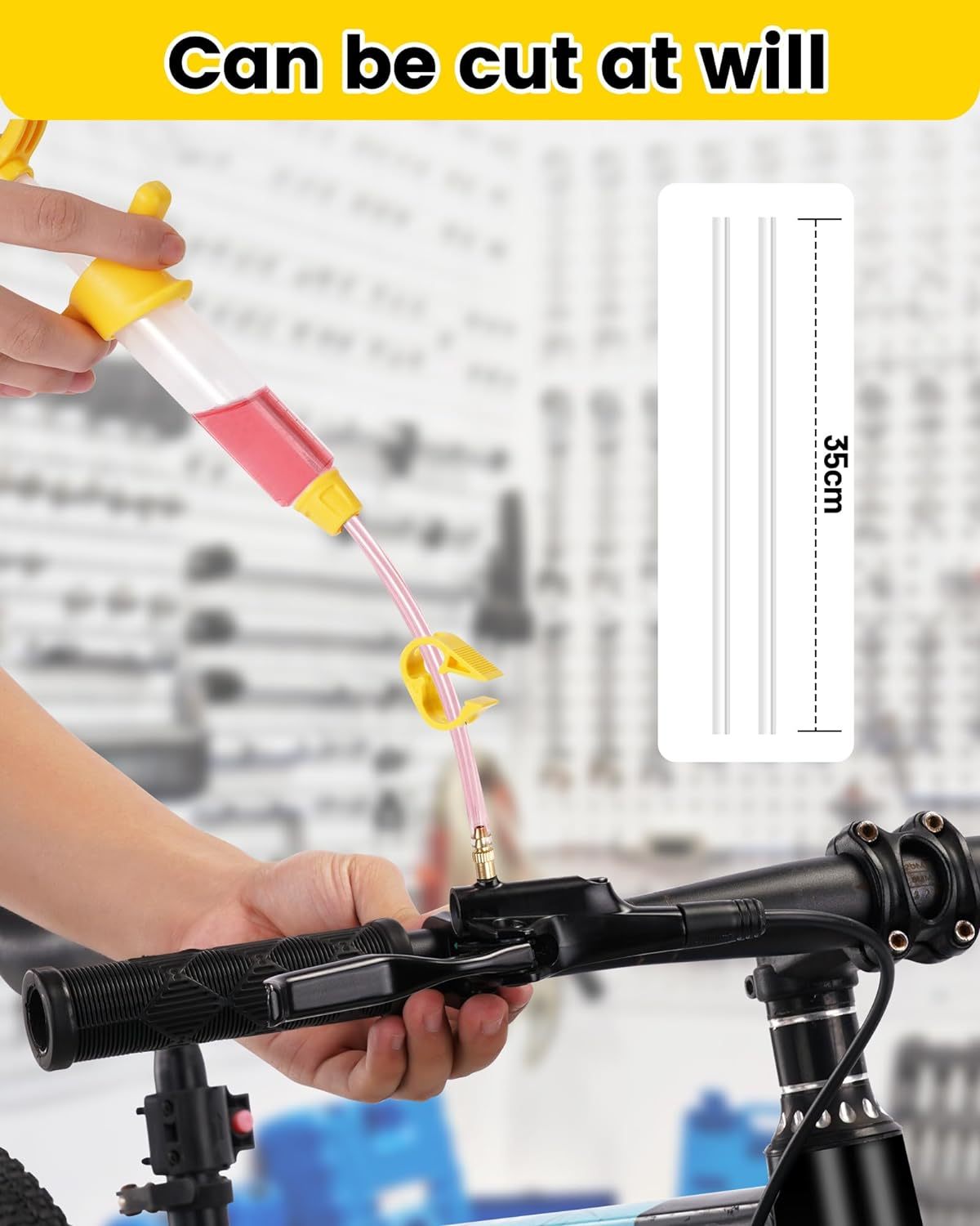 Brake Bleed Kit for Shimano, TEKTRO, TRP Hydraulic Disc Brakes. Bicycle Hydraulic Brake Bleed Kit Includes Brass Connector, 150ML Mineral Oil Brake Fluid.