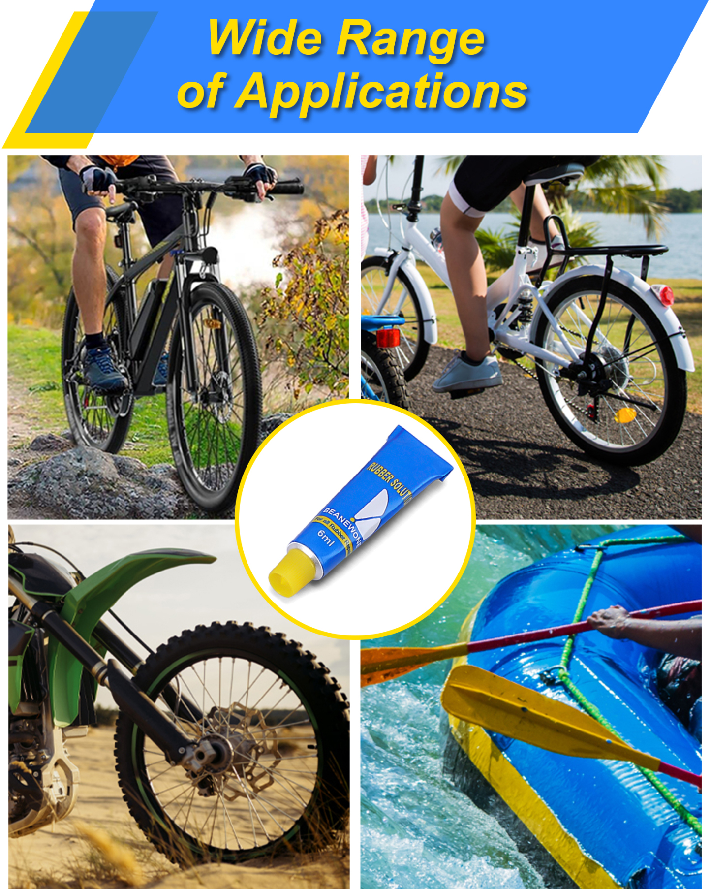 Beanewone Tire Repair Glue, 8 PCS Rubber Cement Tire Glue, High-Strength Vulcanizing Cement for Tire Patches - 6ml Tube (Refills)