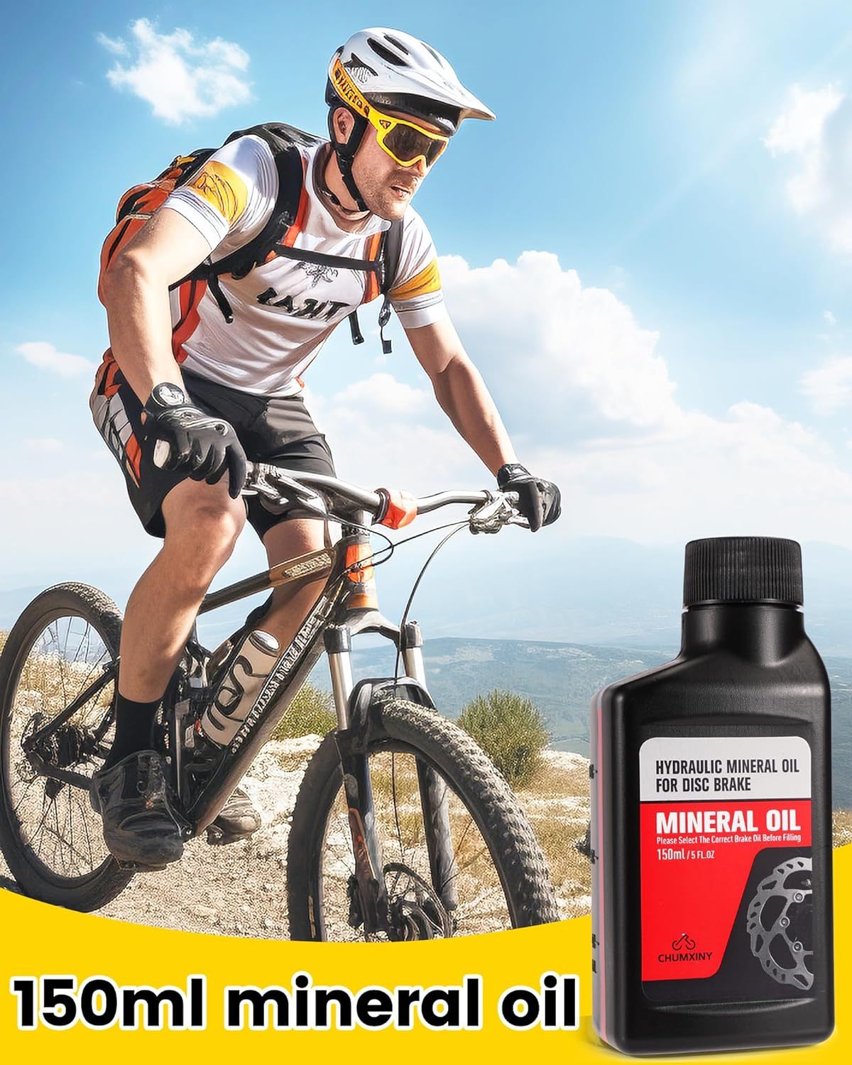 Brake Bleed Kit for Shimano, TEKTRO, TRP Hydraulic Disc Brakes. Bicycle Hydraulic Brake Bleed Kit Includes Brass Connector, 150ML Mineral Oil Brake Fluid.