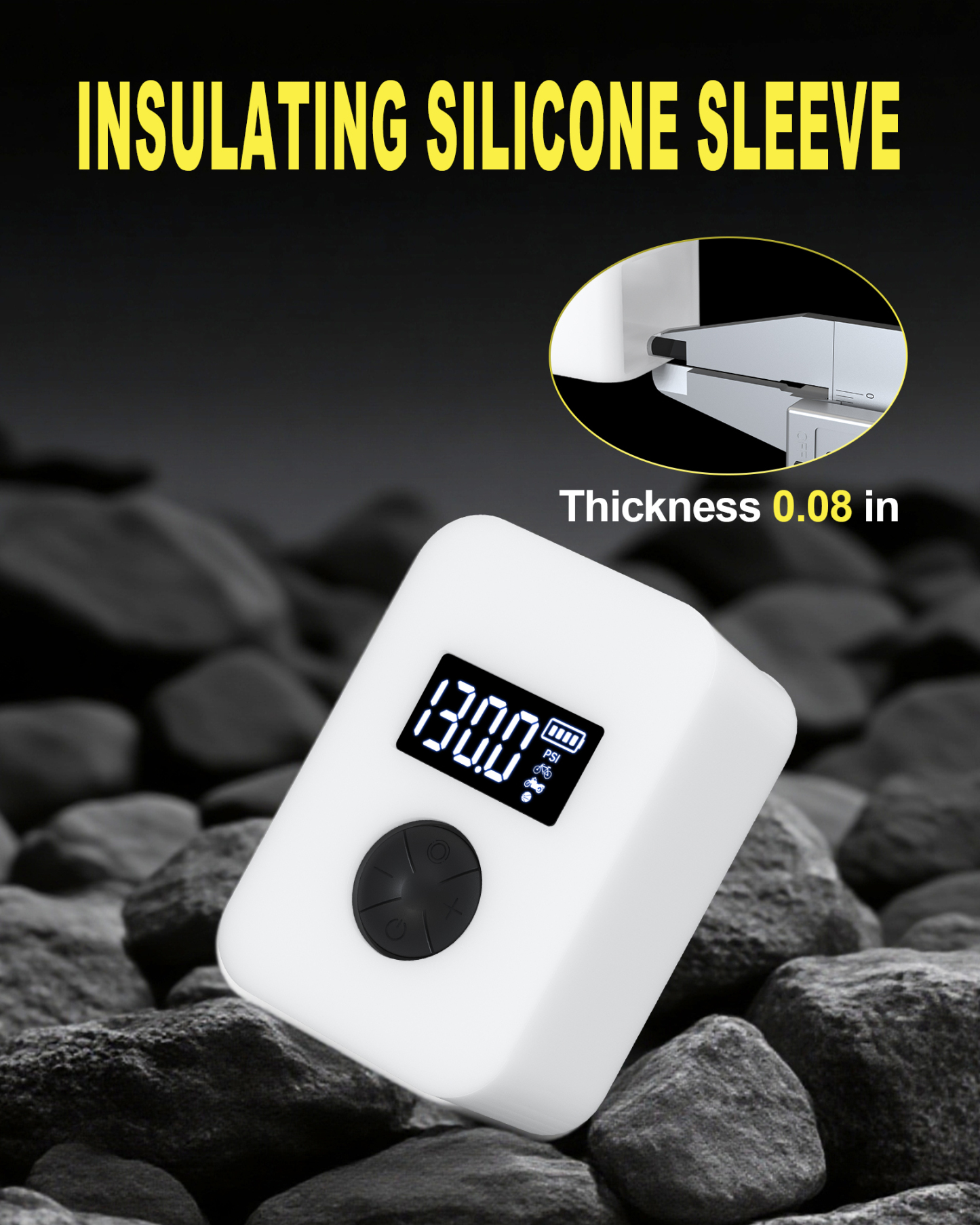 cyctravel Mini Bike Pump, 130PSI Bike Pump With Gauge Includes Overheat Protection, Electric Bike Air Pump with Presta and Schrader Valve for All Types of Bicycle, Electric Bike Tires and sports balls