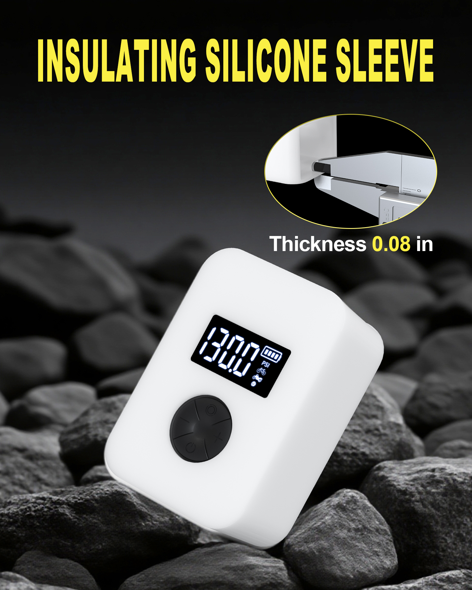 cyctravel Mini Bike Pump, 130PSI Bike Pump With Gauge Includes Overheat Protection, Electric Bike Air Pump with Presta and Schrader Valve for All Types of Bicycle, Electric Bike Tires and sports balls