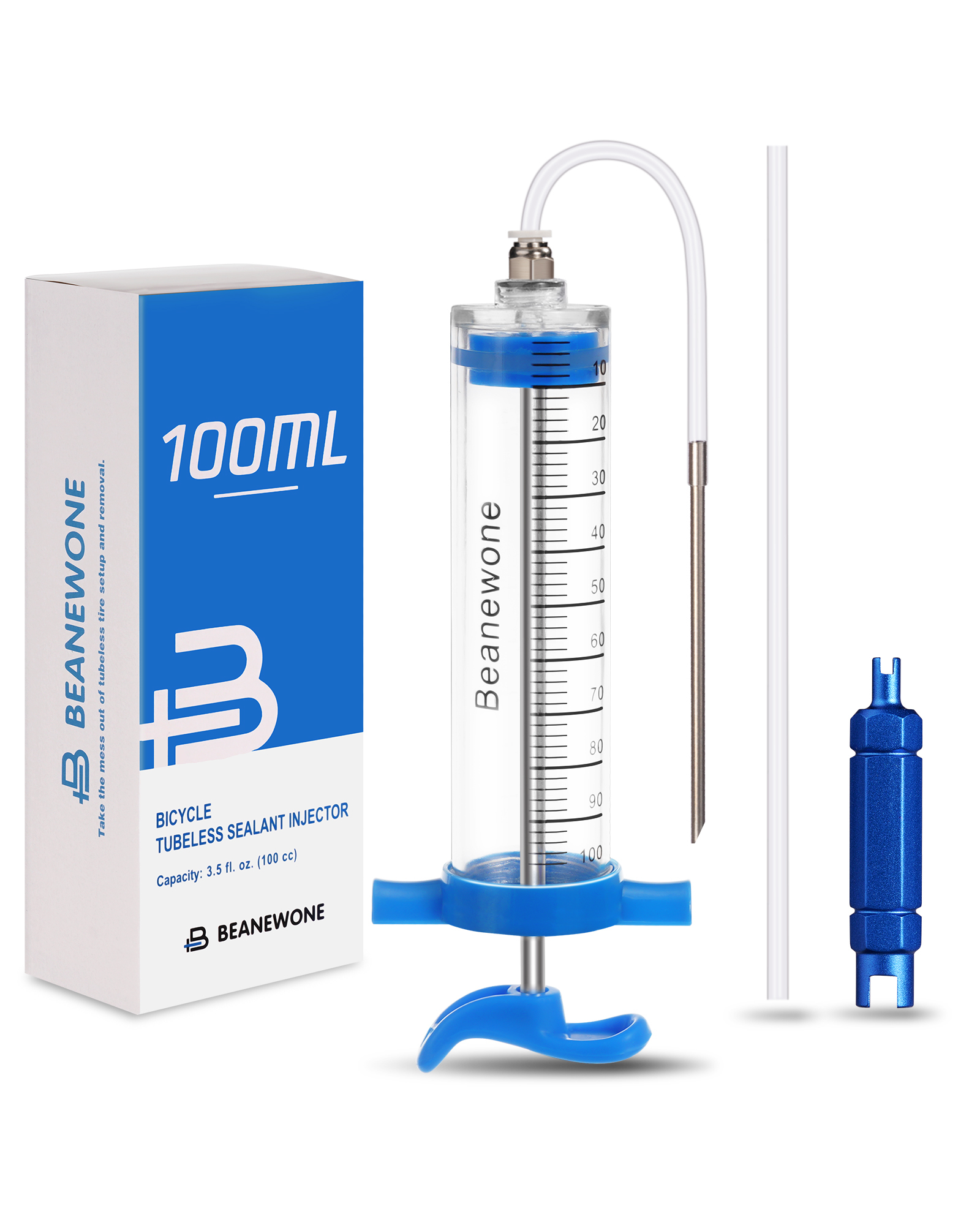 Beanewone Bicycle Tubeless Tire Sealant Injector Syringe, Tubeless Sealant Injector Syringe for Tubeless Tyre Sealant and Stans No Tubes Tyre Sealant (100ml)