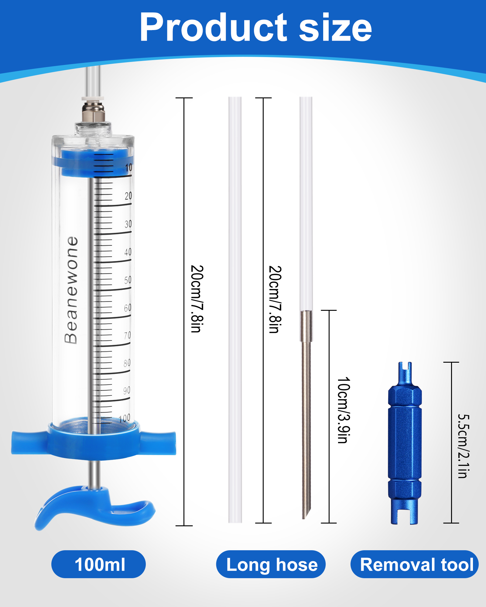 Beanewone Bicycle Tubeless Tire Sealant Injector Syringe, Tubeless Sealant Injector Syringe for Tubeless Tyre Sealant and Stans No Tubes Tyre Sealant (100ml)