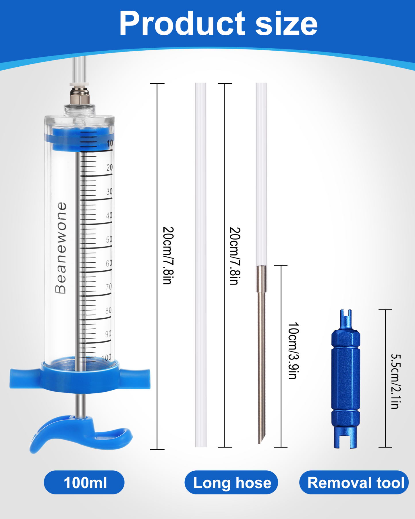Beanewone Bicycle Tubeless Tire Sealant Injector Syringe, Tubeless Sealant Injector Syringe for Tubeless Tyre Sealant and Stans No Tubes Tyre Sealant (100ml)