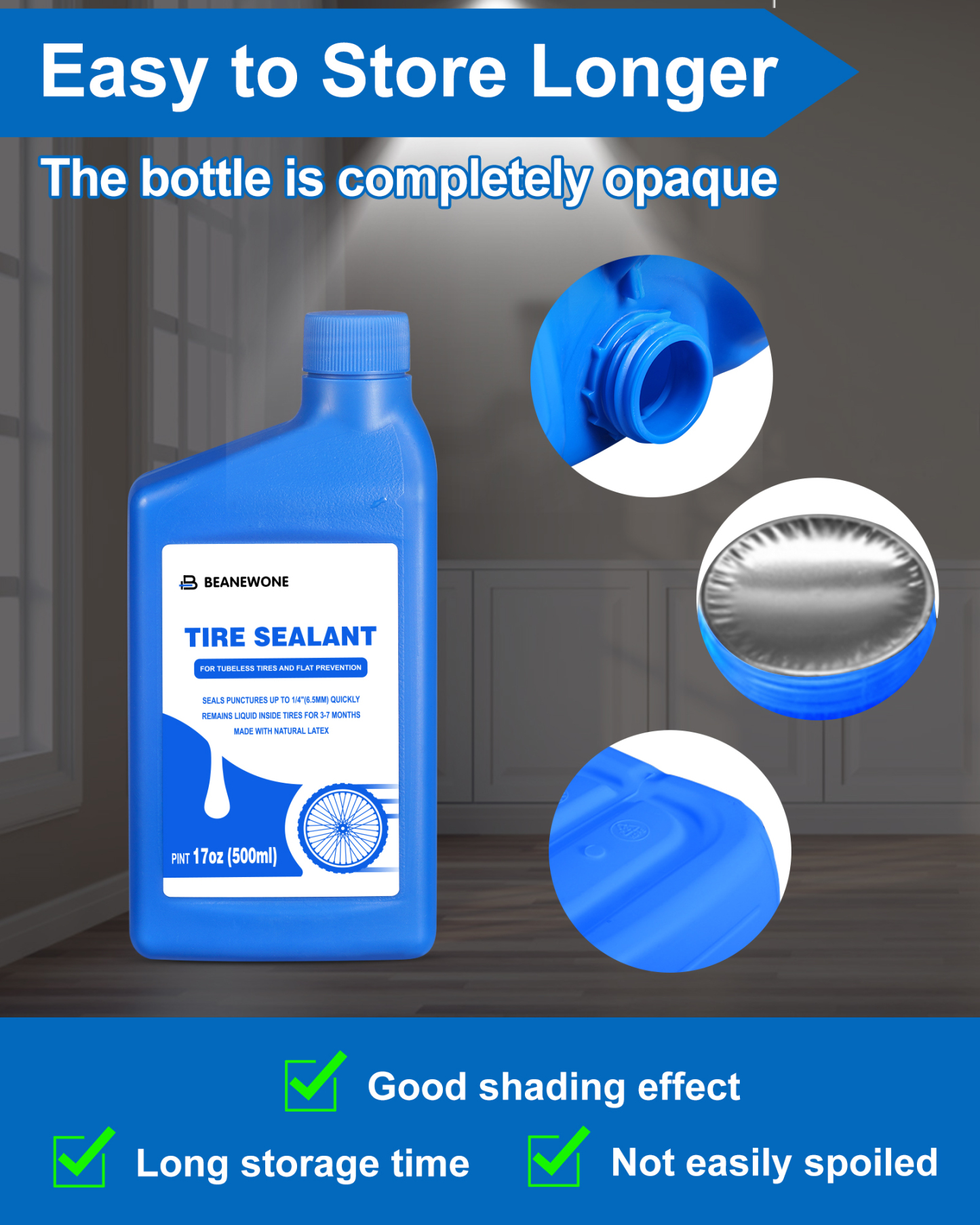 Beanewone Tubeless Tire Sealant, 500 ml Bike tire sealant Long-Lasting for MTB, Road, CX & Gravel Bicycle Tires