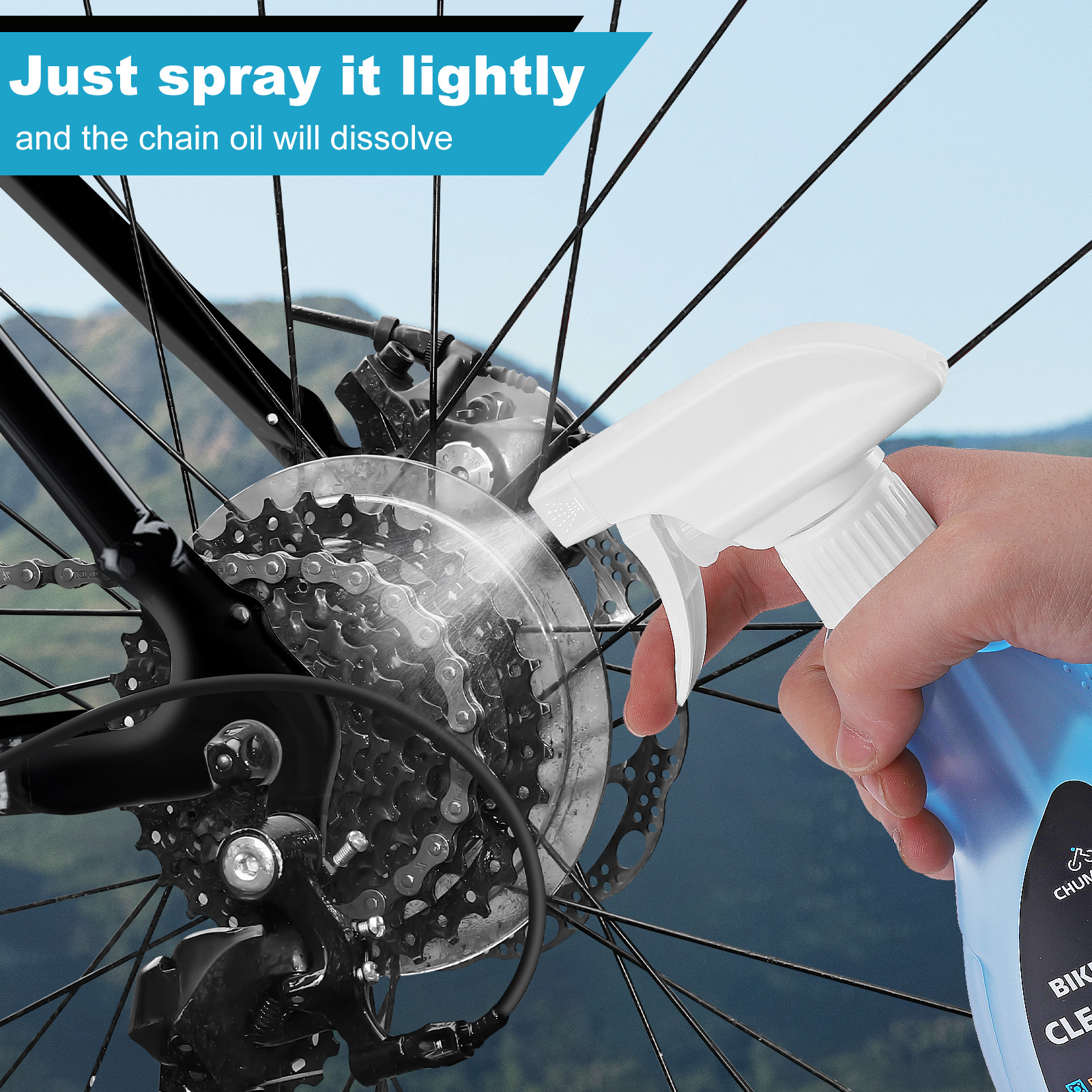 CHUMXINY Bike Chain Degreaser, Bike Chain Cleaner Non-foaming Design, Bike Degreaser Suitable for Mountain/MTB/Gravel/Road Bikes