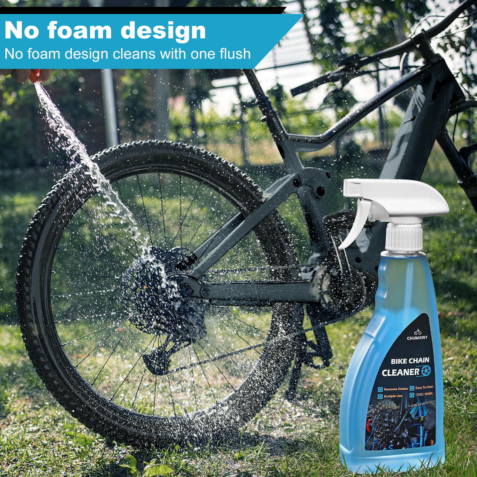CHUMXINY Bike Chain Degreaser, Bike Chain Cleaner Non-foaming Design, Bike Degreaser Suitable for Mountain/MTB/Gravel/Road Bikes