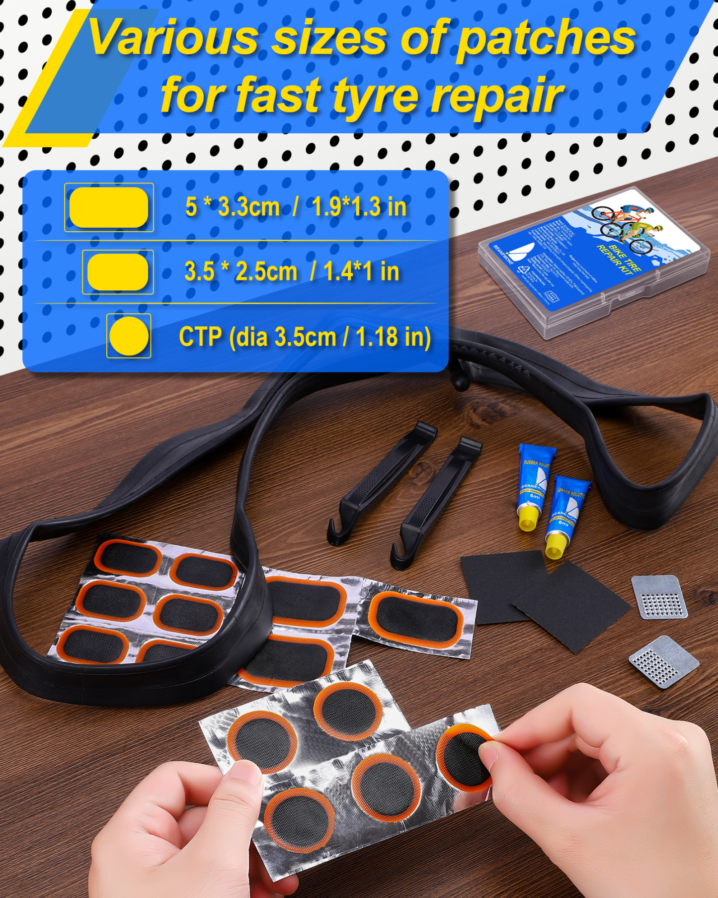 Beanewone Bike Tire Repair Kit, Bicycle Inner Tube Patch Kit with 18PCS Tube Patches, Tire Levers & Repair Glue – Portable Case for Bicycle & Inflatable Tubes