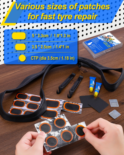 Beanewone Bike Tire Repair Kit, Bicycle Inner Tube Patch Kit with 18PCS Tube Patches, Tire Levers & Repair Glue – Portable Case for Bicycle & Inflatable Tubes