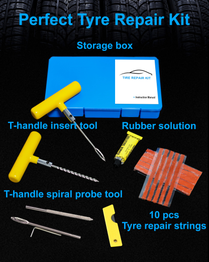 Beanewone Tire Repair Kit with Plugs , Tire Plug Kit Heavy Duty Professional for Car, ATV, Motorcycle, Truck, Flat Tire Emergency Repair (Boxed Type - 19 PCs)