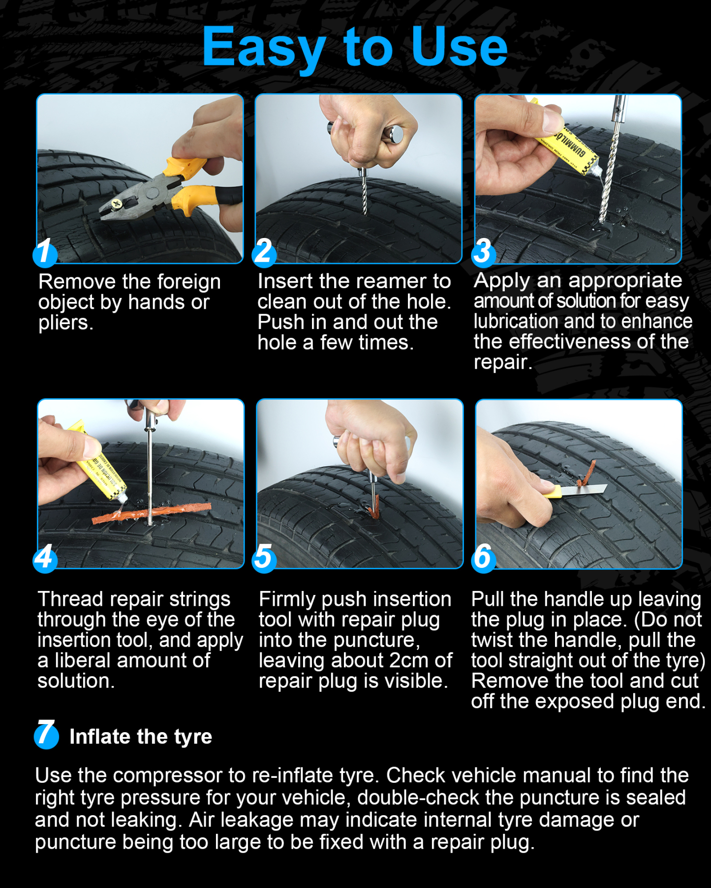 Beanewone Tire Repair Kit with Plugs , Tire Plug Kit Heavy Duty Professional for Car, ATV, Motorcycle, Truck, Flat Tire Emergency Repair (Boxed Type - 19 PCs)