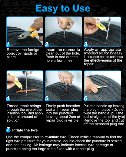 Beanewone Tire Repair Kit with Plugs , Tire Plug Kit Heavy Duty Professional for Car, ATV, Motorcycle, Truck, Flat Tire Emergency Repair (Boxed Type - 19 PCs)