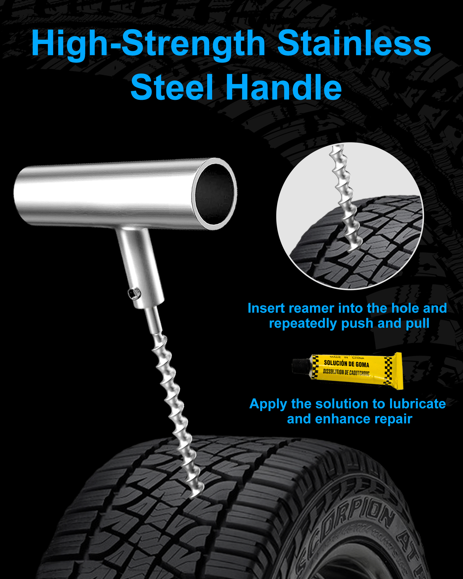 Beanewone Repair Kit with Plugs, Tire Plug Kit Heavy Duty Professional for Car, ATV, Motorcycle, Truck, Flat Tire Emergency Repair (Boxed Type - 16 PCs)