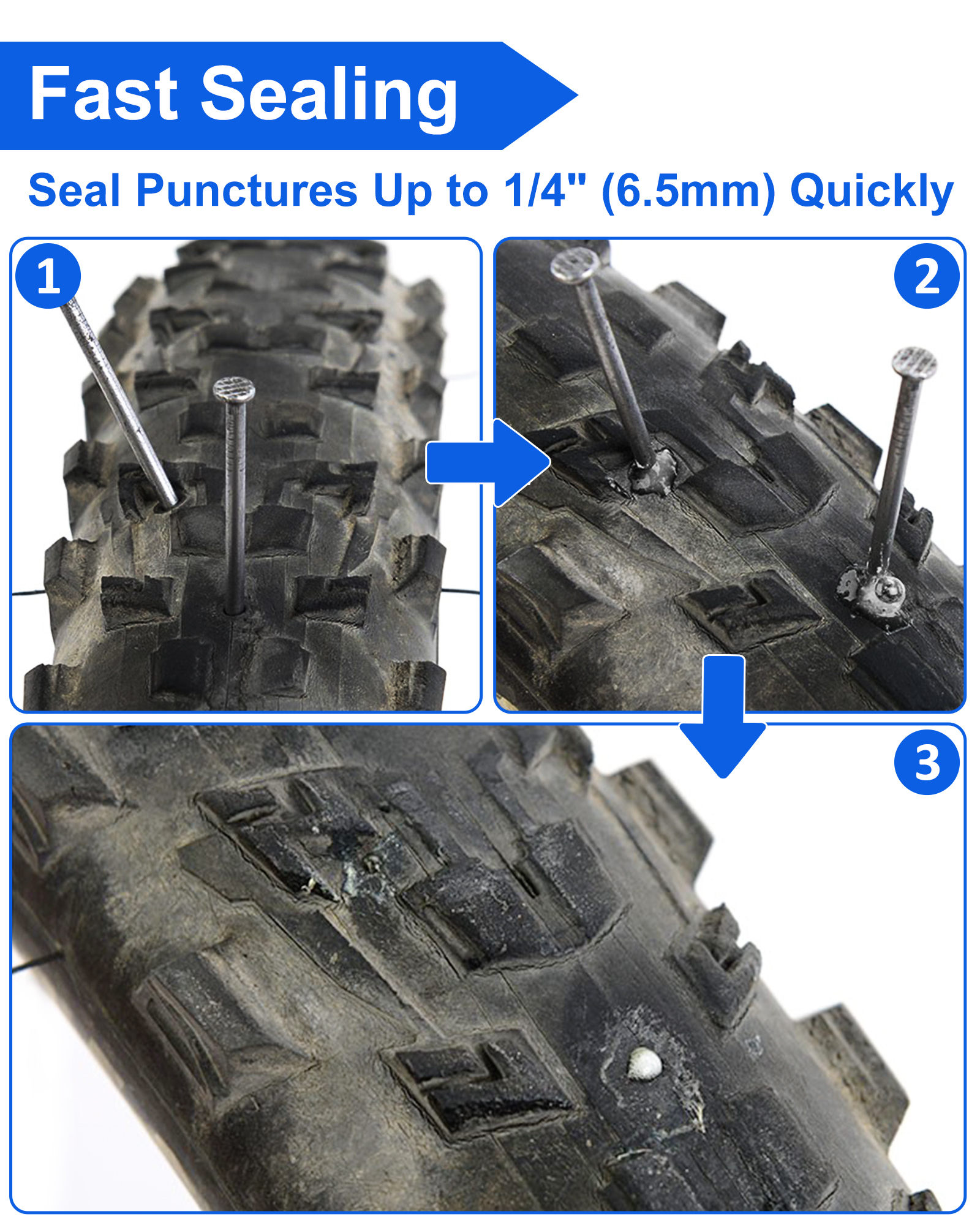 Beanewone Tubeless Tire Sealant, Tubeless Bike Sealant - 2oz per Bottle, Long-Lasting for MTB, No Tubes and Tubeless Tires. Directly Refills in Under 30s(2oz X 3 Bottles)