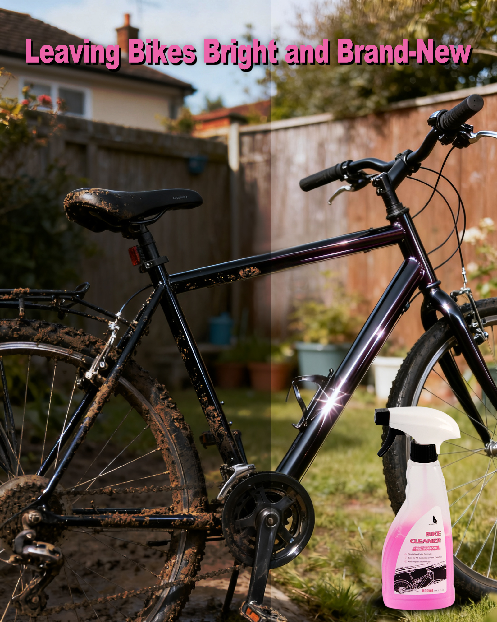 Beanewone Bike Cleaner, Bike Wash - Neutral & Mild Formula with Anti-Deposit Technology, Safe for All Bicycle Surfaces & Paint Finishes (500mL)