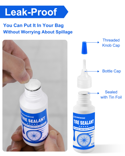 Beanewone Tubeless Tire Sealant, Tubeless Bike Sealant - 2oz per Bottle, Long-Lasting for MTB, No Tubes and Tubeless Tires. Directly Refills in Under 30s(2oz X 3 Bottles)