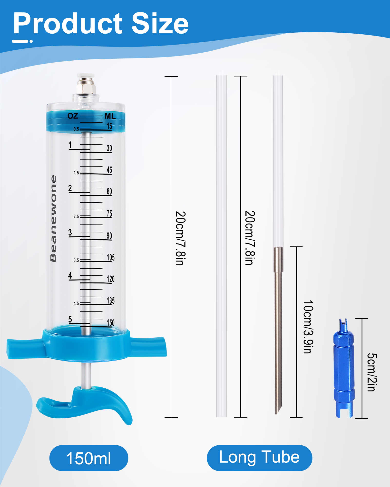 Beanewone Tubeless Sealant Injector, 150ml Tire Sealant Injector for Stans Tubeless Sealant and Other NoTubes Tubeless Tire Sealant, and a Valve Core Remover Tool is Included Gratuitously