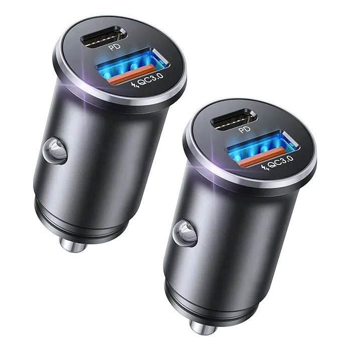 2-Pack Zapalniczka USB C metalowa ładowarka samochodowa 54 W gniazdo USB PD&QC3.0 12 V szybkie ładowanie gadżetów samochodowych