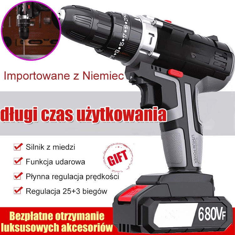 Niemiecka dwubiegowa wiertarka udarowa o wysokim momencie obrotowym