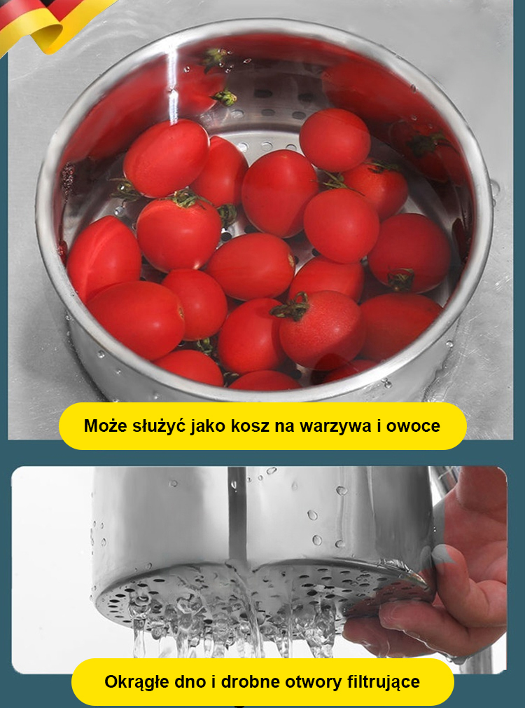 Kosz ociekowy ze stali nierdzewnej 304