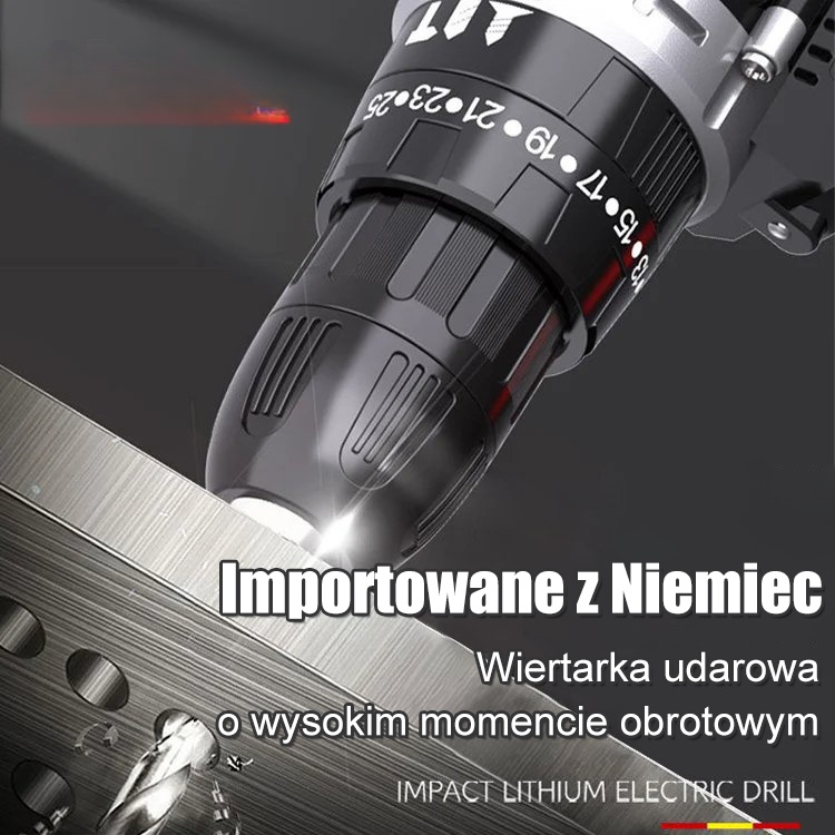 Niemiecka dwubiegowa wiertarka udarowa o wysokim momencie obrotowym