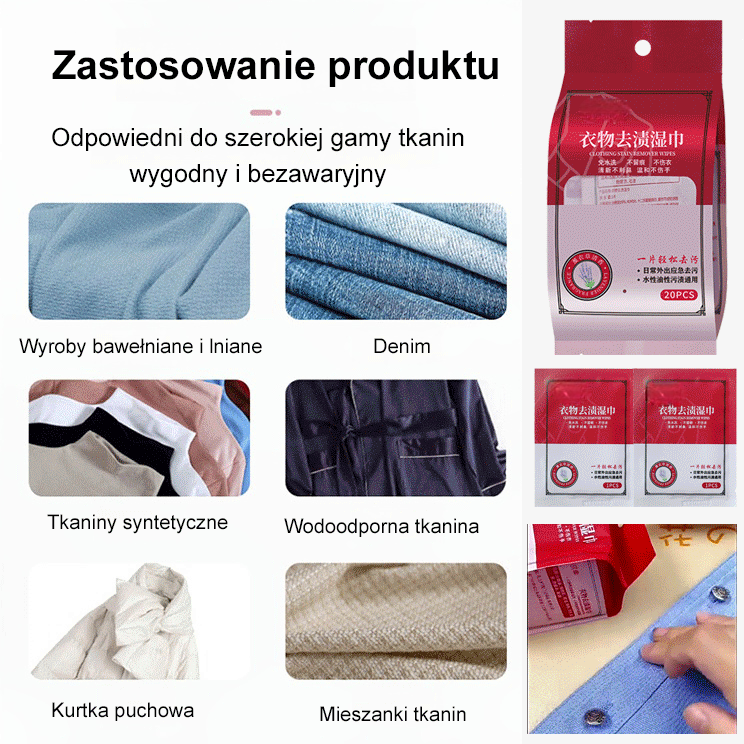 Chusteczki do usuwania plam z odzieży