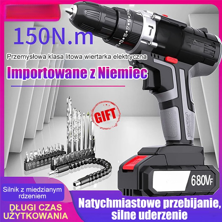 Niemiecka dwubiegowa wiertarka udarowa o wysokim momencie obrotowym