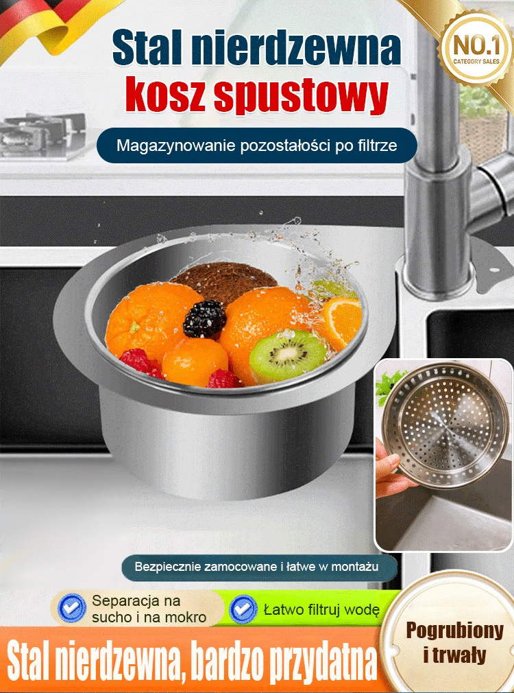 Kosz ociekowy ze stali nierdzewnej 304
