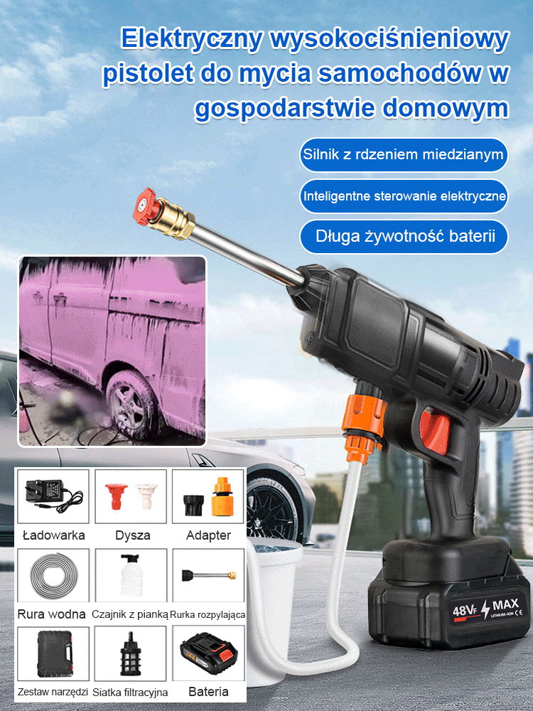 Domowy elektryczny wysokociśnieniowy pistolet do mycia samochodów