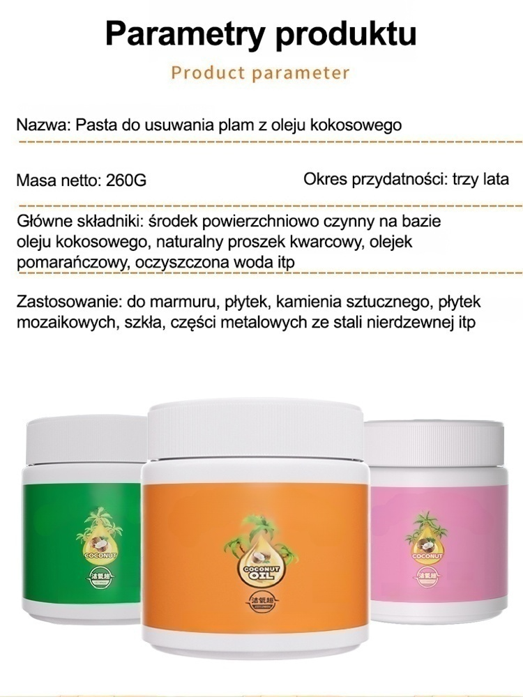 【Ekstrakt z naturalnego oleju kokosowego】Silny środek czyszczący, bezpieczny dla skóry 🥥✨