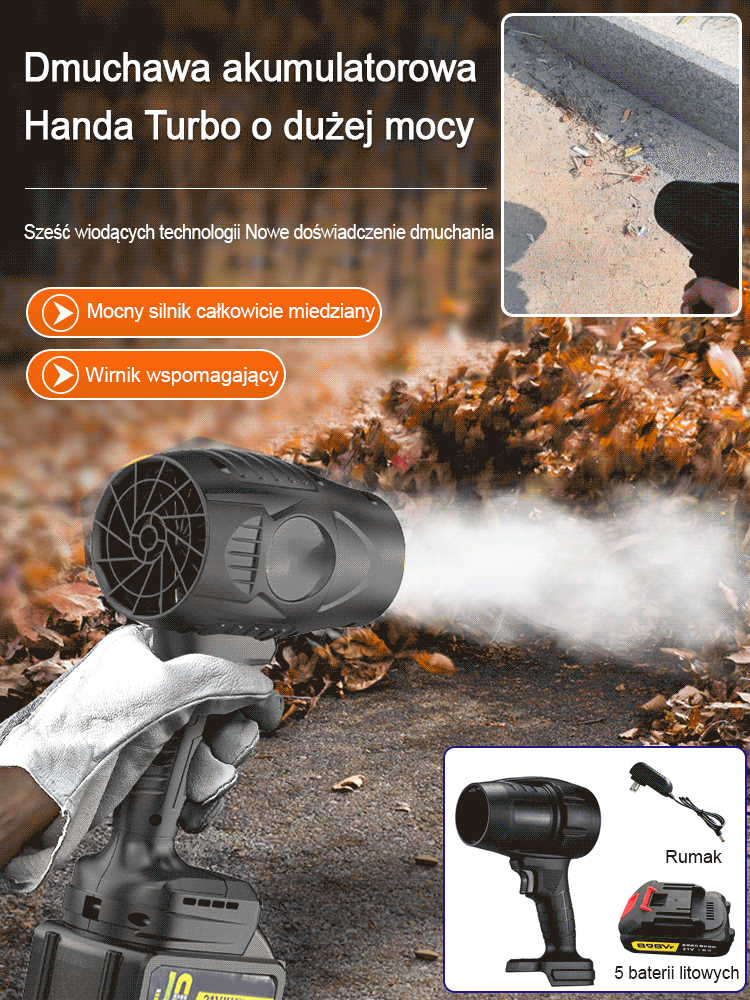 Wyczyść ogród z liści w 5 minut 🍂 i śnieg z samochodu w zaledwie 3 minuty! ❄️ Bezprzewodowa dmuchawa o dużej mocy z długim czasem działania! 💨