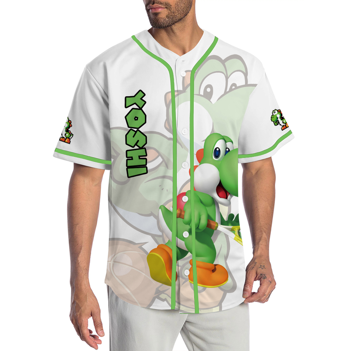 Mario Sports Yoshi Play Tennis Custom Name Shirt Jersey