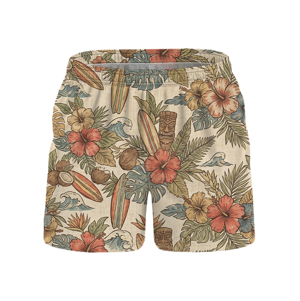 Hawaii Vintage Bird Hibiscus Leaf Camp Shirt