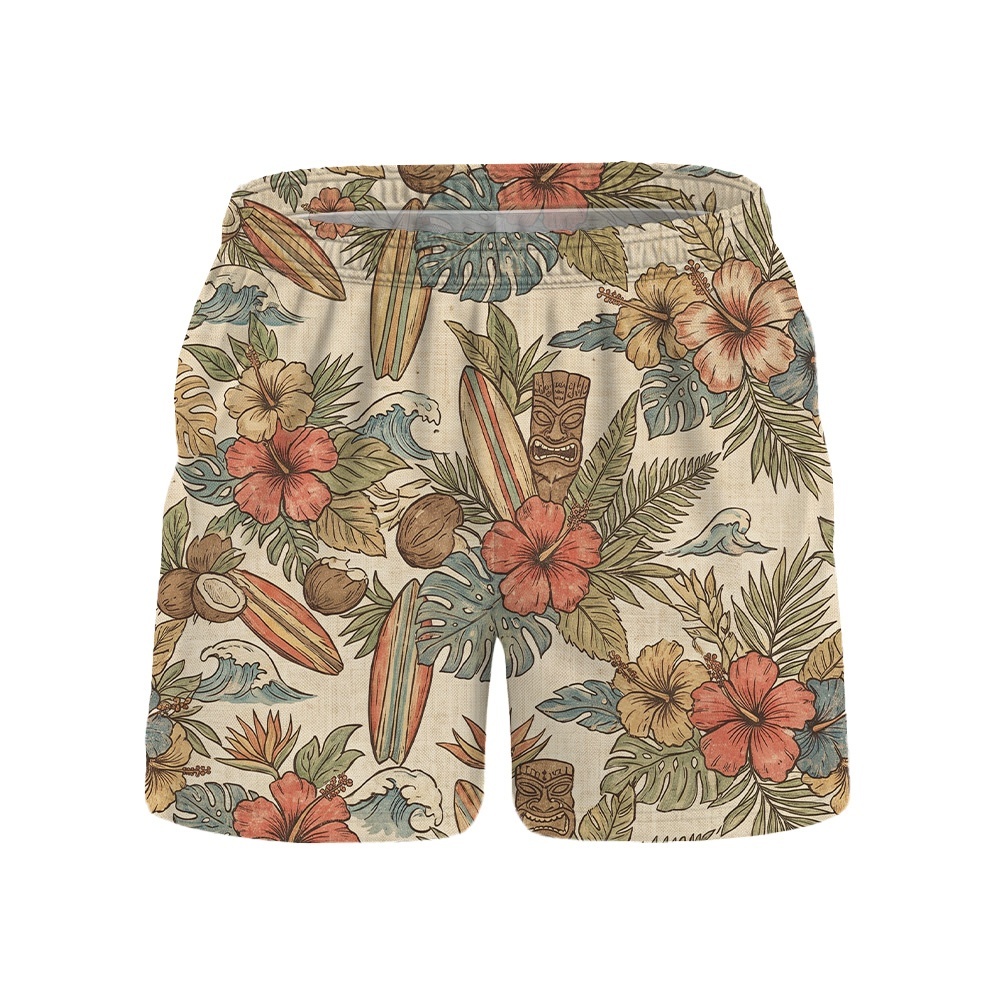 Hawaii Vintage Bird Hibiscus Leaf Camp Shirt