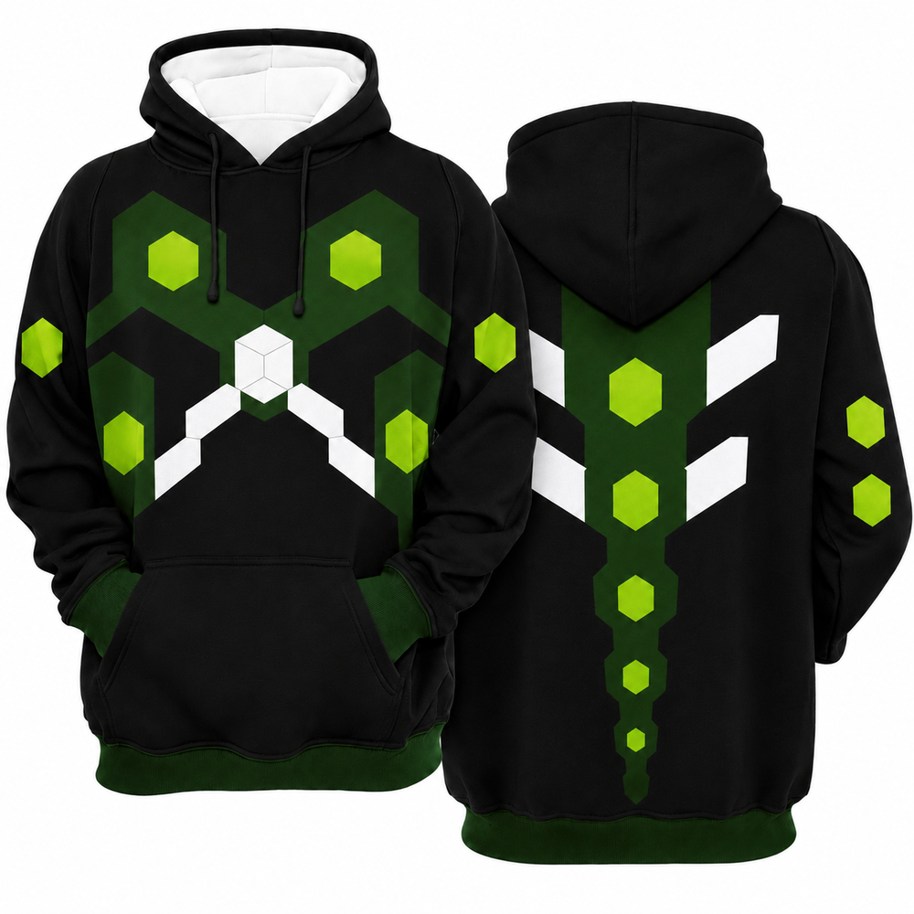 Zygarde Black Cells Cosplay Hoodie - front and back views