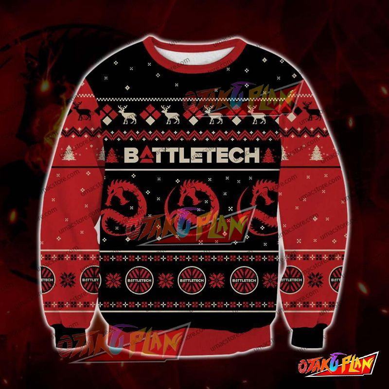 Battletech Dragon Draconis 3D Print Pattern Ugly Christmas Sweatshirt-otakuplan