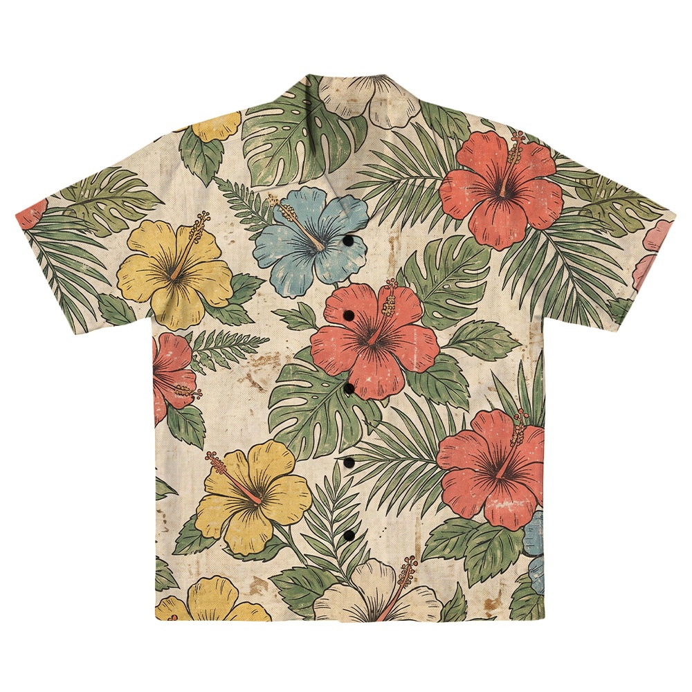 Hawaii Paradise Bird Leaf Camp Shirt