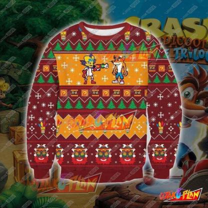 Crash Bandicoot Video Game 3D Print Ugly Christmas Sweatshirt-otakuplan