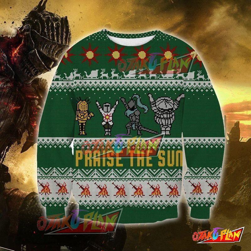 Dark Souls Praise The Sun 3D Print Pattern Ugly Christmas Sweatshirt-otakuplan