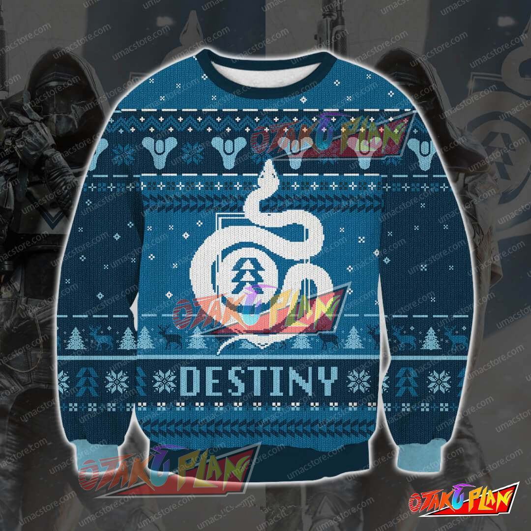 Destiny Hunter Knitting Pattern 3D Print Ugly Christmas Sweatshirt-otakuplan