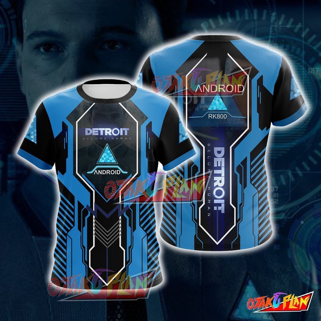 Detroit Become Human Android Blue T-shirt-otakuplan