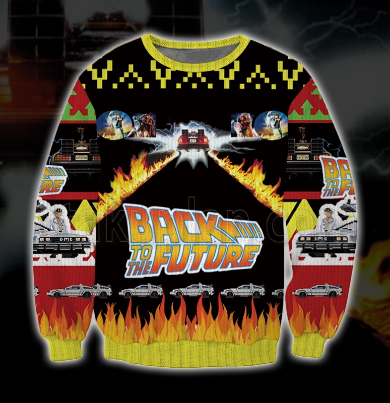 Doc And Marty Fire Streaks Back To The Future Ugly Christmas Sweatshirts