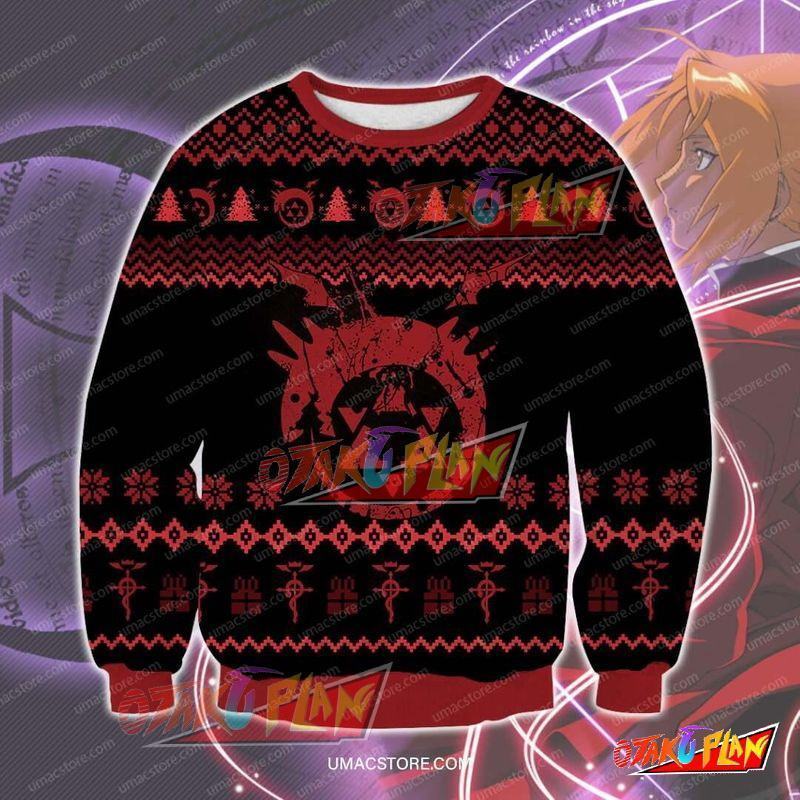 Fullmetal Alchemist 3D Print Ugly Christmas Sweatshirt-otakuplan