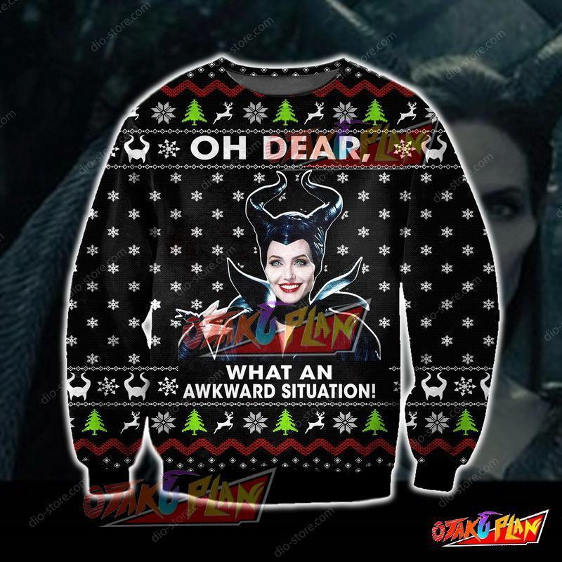 Funny Maleficent Knitting Pattern 3D Print Ugly Christmas Sweatshirt-otakuplan