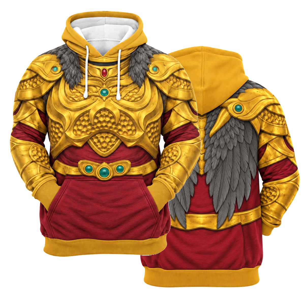 Goldar Gold Armor Cosplay Hoodie - front and back views