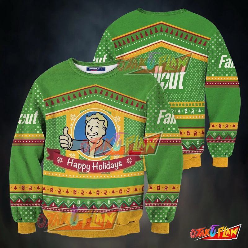 Happy Fallout 3D Print Ugly Christmas Sweatshirtotakuplan