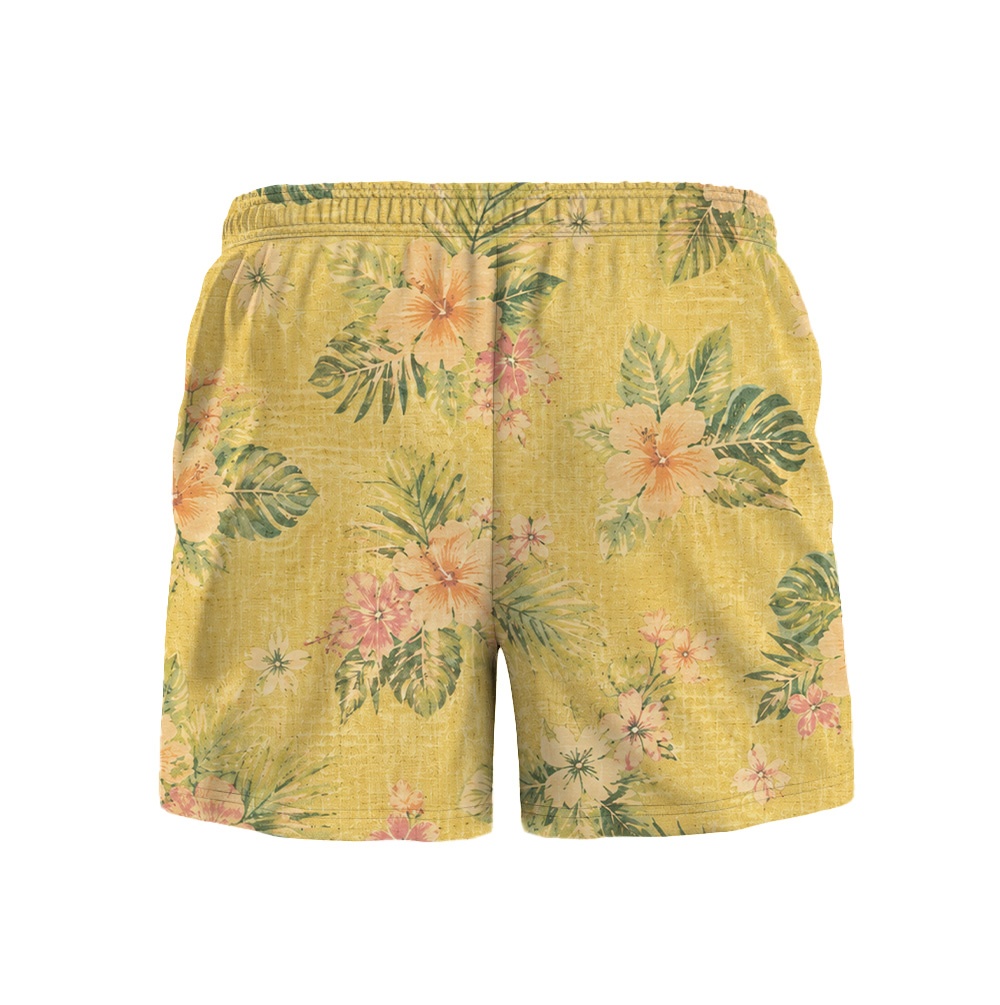 Hawaii Buttercream Hibiscus Palm Camp Shirt